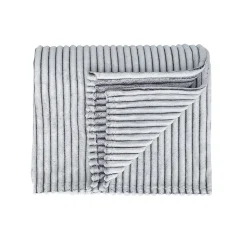 Plaid polaire côtelé extra doux et chaud Blanc/Anthracite 150x180 cm KASH