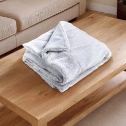Plaid polyester l.150 x L.200 cm blanc glacier