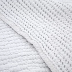 Plaid réversible 125x180 cm JAIPUR coton stone-washed gris perle