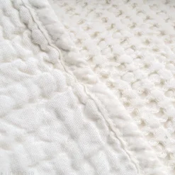 Plaid réversible 125x180 cm JAIPUR en coton stone-washed blanc