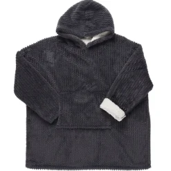 Plaid Sweat à Capuche "Chevron" 85x115cm Gris Foncé