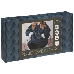 Plaid sweatshirt capuche - flanelle - bleu égéen - L-XL - Atmosphera