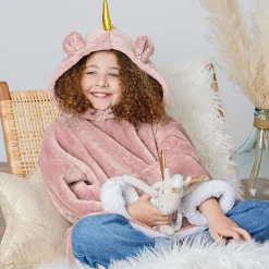 Plaid sweatshirt capuche Licorne - rose - Atmosphera