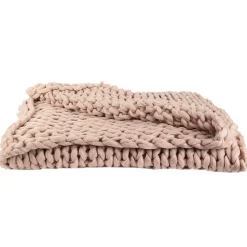 Plaid tricoté grosse maille 120x150 cm CHUNKY Rose