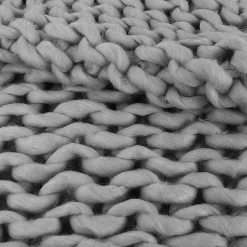 Plaid tricoté grosse maille 120x150 cm CHUNKY Gris