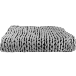 Plaid tricoté grosse maille 120x150 cm CHUNKY Gris
