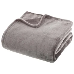 Plaid uni en flanelle - gris 180x230 cm - Atmosphera