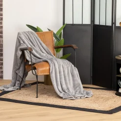 Plaid uni en flanelle - gris 180x230 cm - Atmosphera