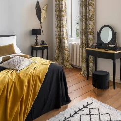 Plaid uni en flanelle - jaune moutarde 180x230 cm - Atmosphera