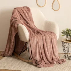 Plaid uni en flanelle - rose 180x230 cm - Atmosphera