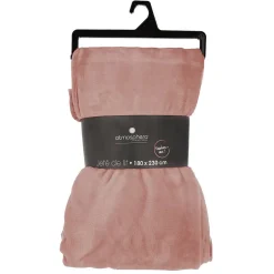 Plaid uni en flanelle - rose 180x230 cm - Atmosphera