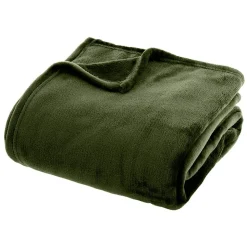 Plaid uni en flanelle - vert kaki 180x230 cm - Atmosphera