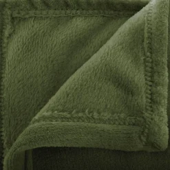 Plaid uni en flanelle - vert kaki 180x230 cm - Atmosphera