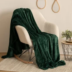 Plaid uni en flanelle - vert 180x230 cm - Atmosphera