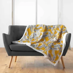 Plaid Velours Imprimé "Isibelle" 125x150cm Jaune