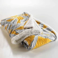 Plaid Velours Imprimé "Isibelle" 125x150cm Jaune