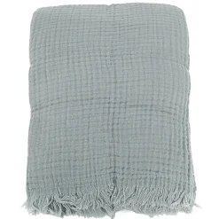Plaid 180x240 cm en mousseline de coton collection PAROS vert lichen