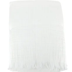 Plaid 180x240 cm en mousseline de coton collection PAROS blanc neige