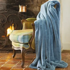 Plaid 150x200 cm en polyester MELLOW bleu orage