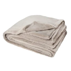 Plaid 150x200 cm en polyester MELLOW beige galet