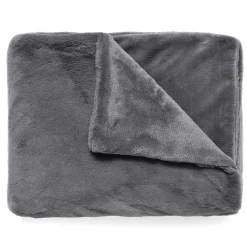 Plaid 130x170 cm WOODLAND fausse fourrure gris Ardoise