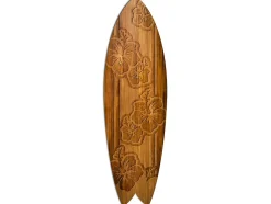 Planche de surf décorative, impression sur alu-dibond, déco murale, Planche de surf déco Fleur d'iris sur bois , 100x30 cm