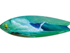Planche de surf murale Super Left, DECLINA, planche de surf décorative, décoration murale, surf déco, alu-dibond, 100x30 cm