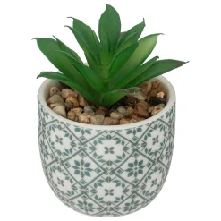 Plante artificielle - pot imprimé en porcelaine - H9 cm - Noir- Atmosphera