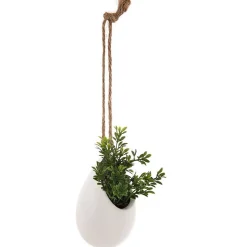 Plante artificielle - pot en céramique - H11 cm - Blanc- Atmosphera