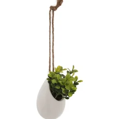 Plante artificielle - pot en céramique - H11 cm - Blanc- Atmosphera