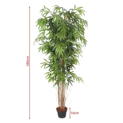 Plante artificielle Bambou Rebecca Mobili Jauda 180x50x50 Polyester Bois de Bambou Vert Marron
