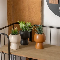 Plante artificielle Livy pot céramique H17cm- Noir- Atmosphera