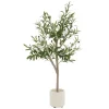 Plante artificielle olivier ML-Design 120 cm avec tronc et feuillage réaliste intérieur et extérieur