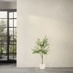 Plante artificielle olivier ML-Design 120 cm avec tronc et feuillage réaliste intérieur et extérieur