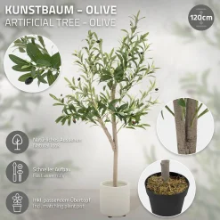 Plante artificielle olivier ML-Design 120 cm avec tronc et feuillage réaliste intérieur et extérieur
