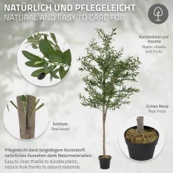 Plante artificielle olivier ML-Design 210 cm avec tronc et feuillage réaliste intérieur et extérieur