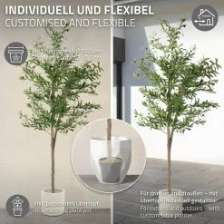 Plante artificielle olivier ML-Design 210 cm avec tronc et feuillage réaliste intérieur et extérieur