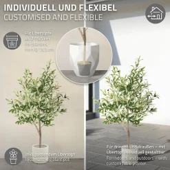 Plante artificielle olivier ML-Design 150 cm avec tronc et feuillage réaliste intérieur et extérieur