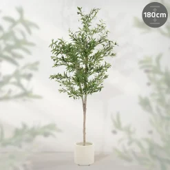 Plante artificielle olivier ML-Design 180 cm avec tronc et feuillage réaliste intérieur et extérieur