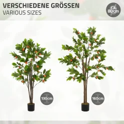 Plante artificielle oranger ML-Design 160 cm en plastique avec pot pour intérieur et extérieur