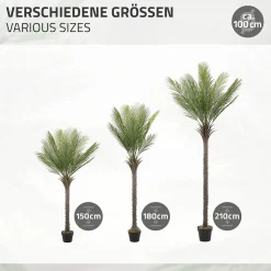 Plante artificielle palmier ML-Design 180 cm tropicale avec pot decor pour intérieur et extérieur