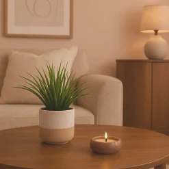 Plante artificielle pot céramique bicolore 26cm