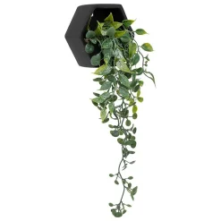 Plante artificielle suspendue Ayame pot noir H14cm - Atmosphera