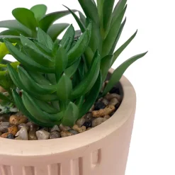 Plante grasse artificielle en pot Ornami l.10 x H. 19,5 cm blanc