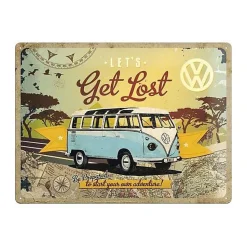 Plaque décorative en métal en relief 40 x 30 cm Van VW - Let's Get Lost