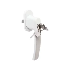 Poignée alu à clé blanc pour fenêtre L.125mm