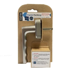 Poignée alu anodisé aspect inox Hamburg pour fenêtre L.129mm