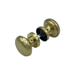 Poignée bouton de Porte en laiton D60 mm - couple complet - Laiton poli