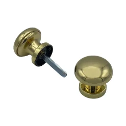 Poignée bouton de Porte en Aluminium D60 mm - couple complet - Laiton poli- lot de 6 boutons