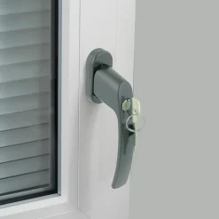 Poignée de fenêtre Minianc avec clé PVC fer aluminium gris l.2,9 x H.15,4 x P.6 cm